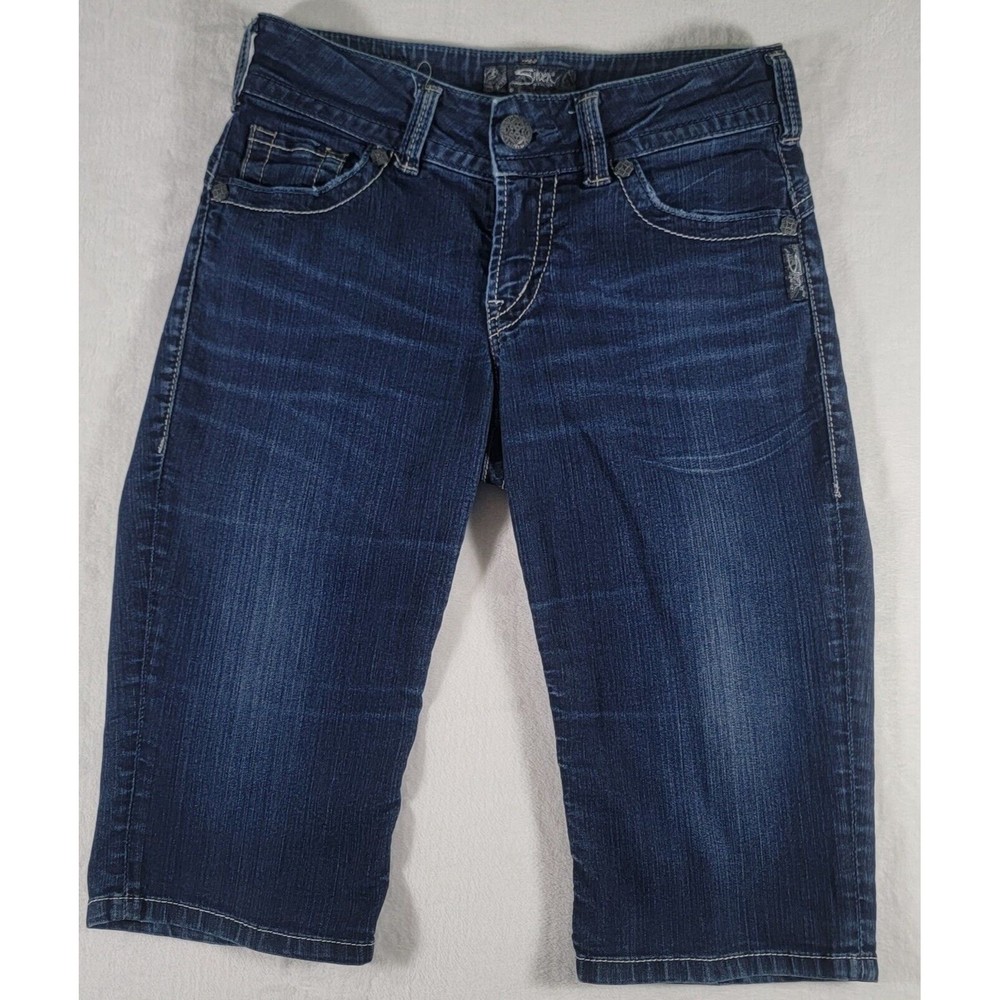 Silver Jeans Suki Rose Surplus Bermuda Shorts Women's Size 26 x 14 Blue Denim